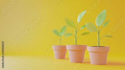 coins nurturing growth flat design side view renewable theme 3D render Complementary Color Scheme