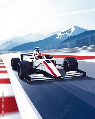 Formula racing car on a racetrack