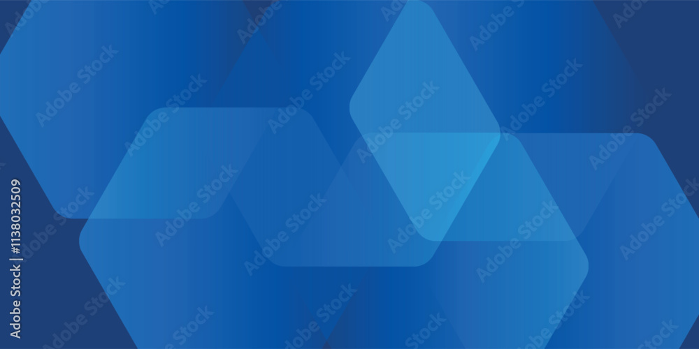 Obraz premium Modern abstract blue background with glowing geometric lines. Blue gradient hexagon shape design. Futuristic technology concept.