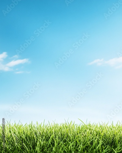 Fresh Green Grass Under Blue Sky