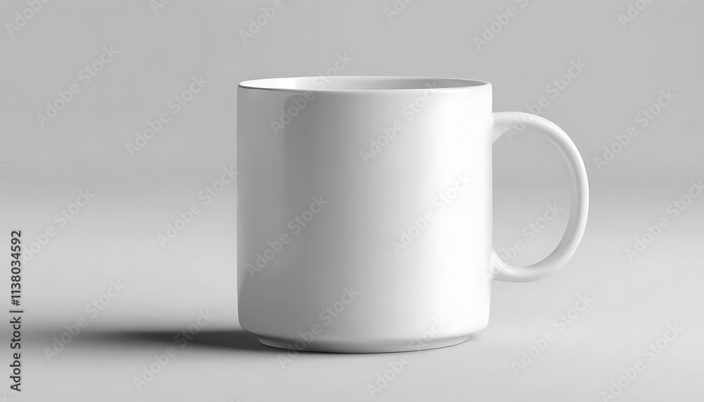 Obraz premium Ceramic coffee mug with minimalist design isolated on transparent background, ideal for branding and product display in high-resolution