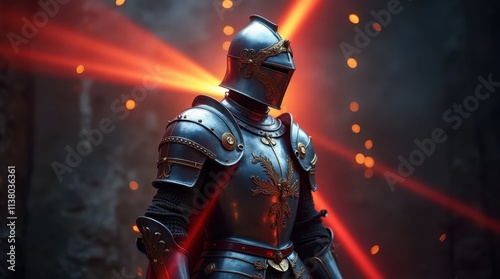 Medieval Knight with Lasers and Colorful Lights