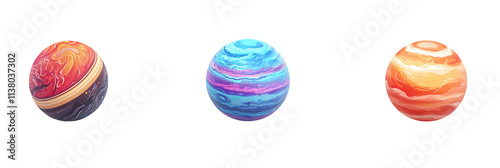 Wallpaper Mural Colorful planet eggs, vibrant designs, abstract art, three distinct styles, swirling patterns, cosmic inspiration, isolated on transparent background, png Torontodigital.ca
