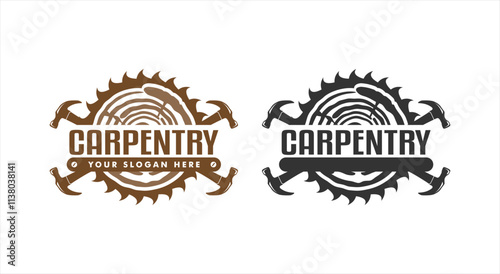 carpenter handyman vector logo badge label illustration emblem template silhouette vintage retro graphic design concept for business furniture