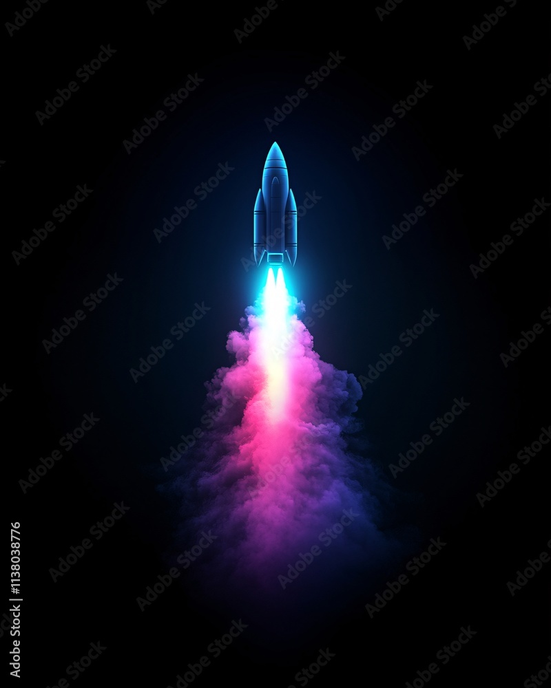 Fototapeta premium Rocket Launch in Colorful Smoke