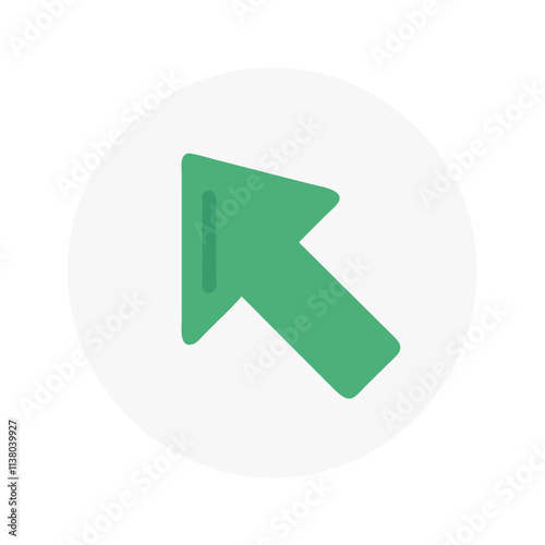 Diagonal Green Arrow Icon in Circle for Navigation Design