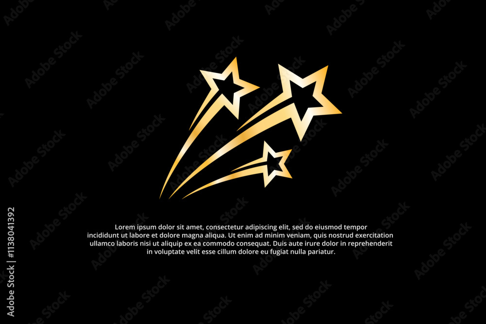 three golden sparkling shooting stars trails three golden sparkling shooting stars trails