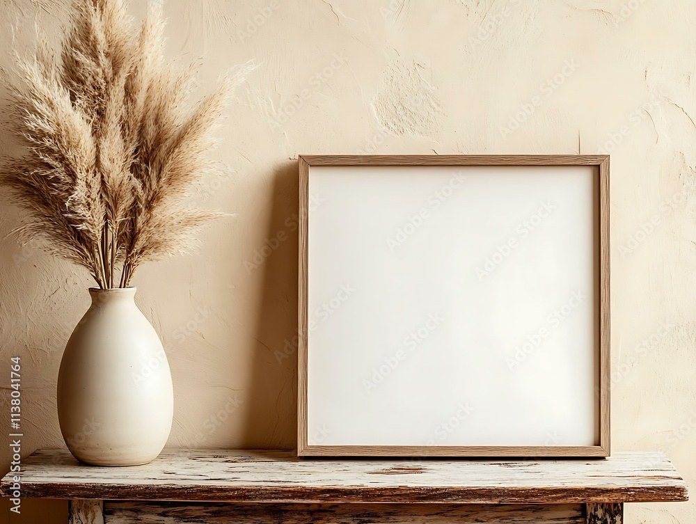 Empty Picture Frame Decor with Dried Pampas Grass Empty Picture Frame Decor with Dried Pampas Grass