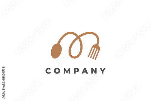 letter m restaurant food court spoon and fork logo