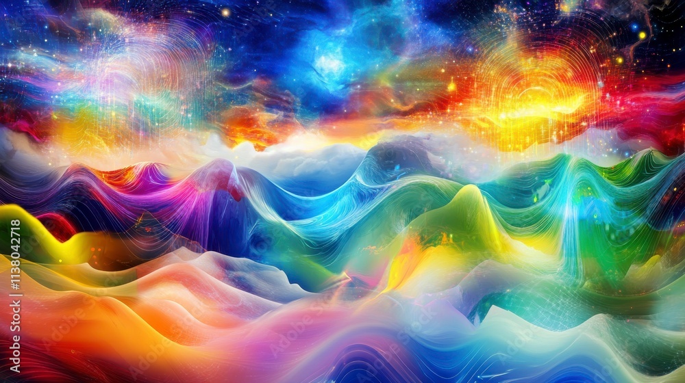 Obraz premium Mesmerizing Abstract Landscape: A Colorful Journey Through the Imagination
