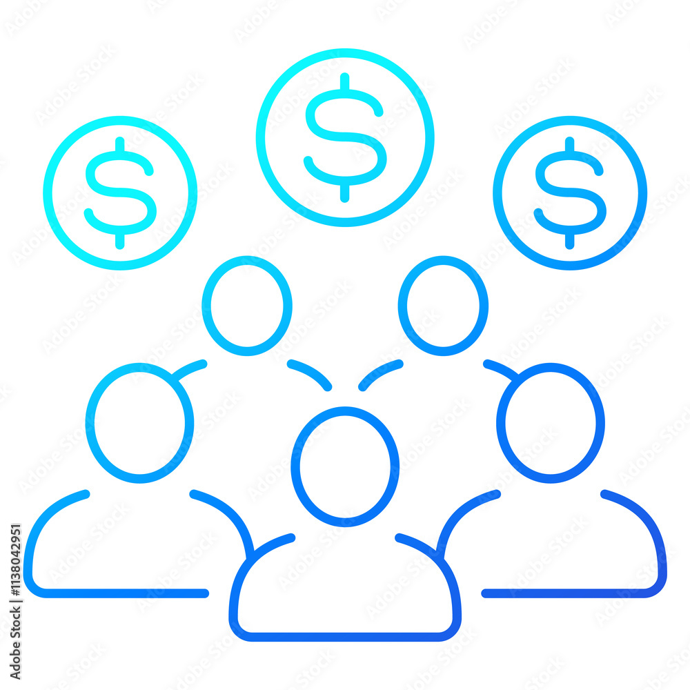 Employee cost, salary line icon Employee cost, salary line icon