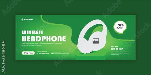 Black Friday headphone sale social media banner design template or headphone sale Facebook cover banner design