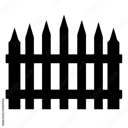 Old rustic fence vector icon, Fence art design silhouette, Fence vector illustration, Wooden fence vector art design black & white isolated