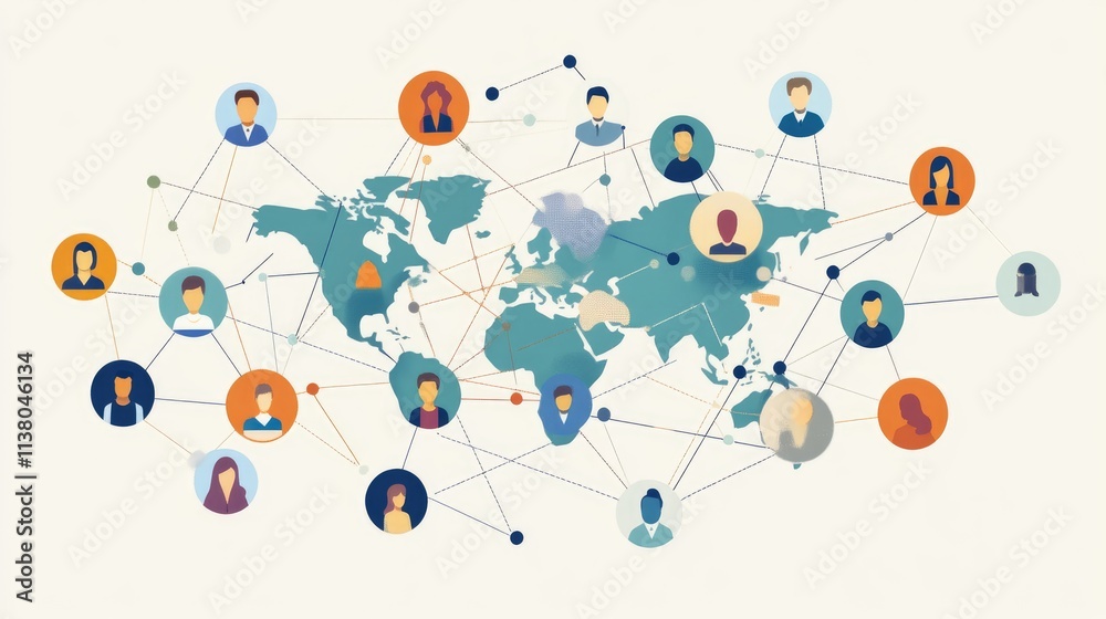 Network flat design top view theme information technology water color vivid Network flat design top view theme information technology water color vivid