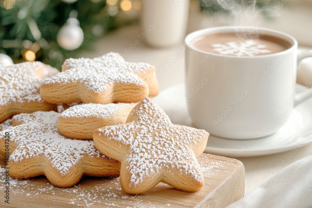 A rustic wooden table adorned with freshly baked gingerbread cookies. Generative AI A rustic wooden table adorned with freshly baked gingerbread cookies. Generative AI