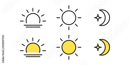 Day and night icon vector set, suitable for website icon button.