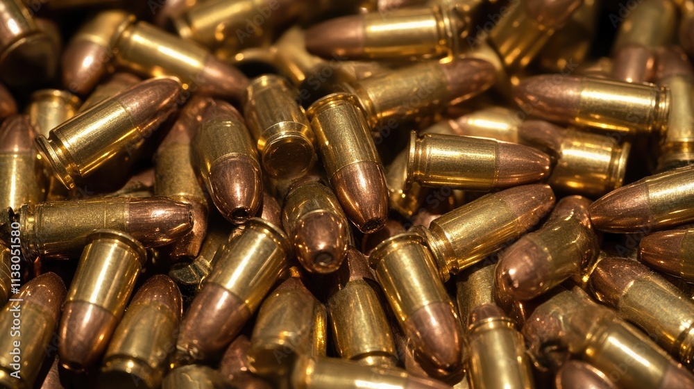 9 mm handgun ammunition and loaded magazine arranged on a textured surface for firearm and self-defense concepts. 9 mm handgun ammunition and loaded magazine arranged on a textured surface for firearm and self-defense concepts.