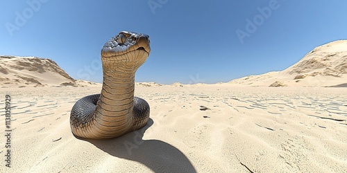 Desert Cobra Reptile in Sandy Habitat Wildlife Photography