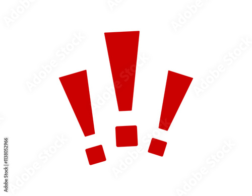 Simple red exclamation marks arranged creatively on a plain white background.
