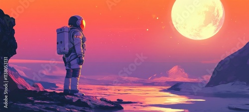 Astronaut's Solitude: A Martian Sunset