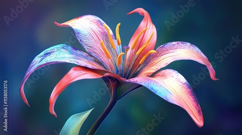 Vibrant fully bloomed lily with colorful petals against a soft blurred background showcasing nature's beauty and elegance