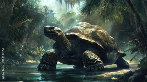 Aldabra Giant Tortoise in a lush tropical habitat showcasing its unique features and importance in conservation efforts for giant tortoises.