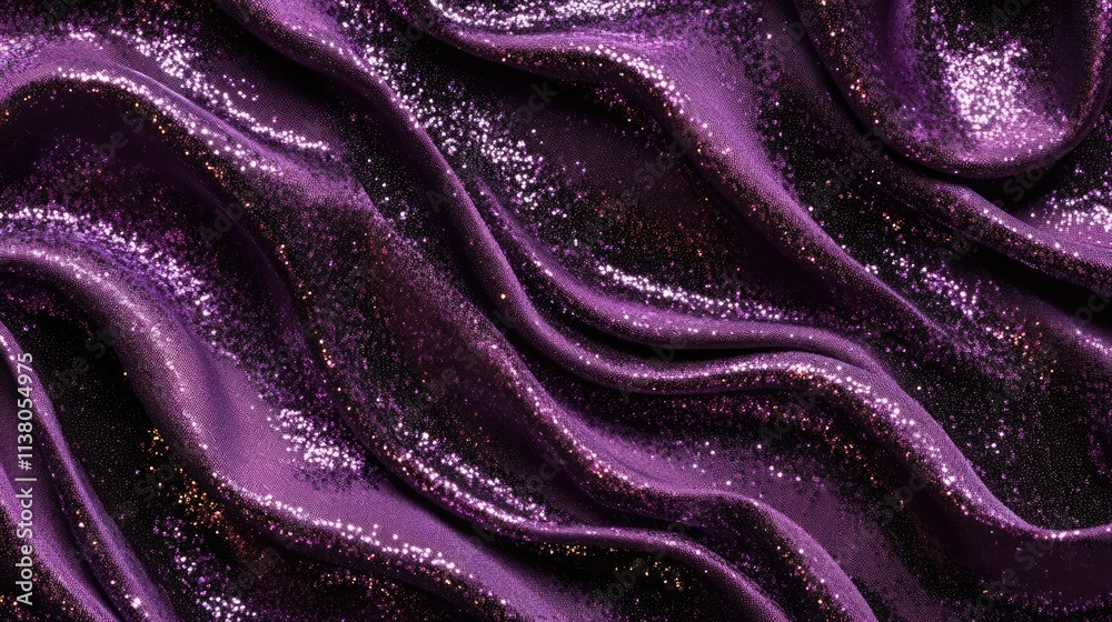 Obraz premium Elegant purple cloth texture with shimmering sequins creating a luxurious background pattern ideal for fashion and design projects.