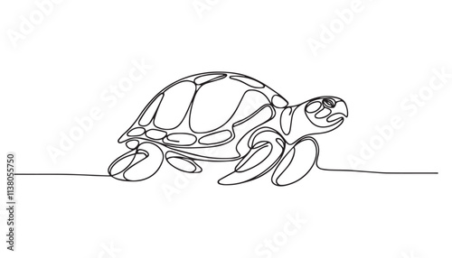 Continuous one single minimal line drawing turtle