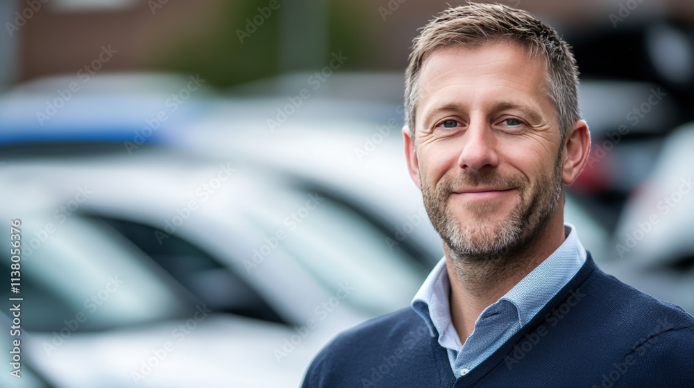 A professional portrait photograph of a fleet car buyer, strong depth of field A professional portrait photograph of a fleet car buyer, strong depth of field