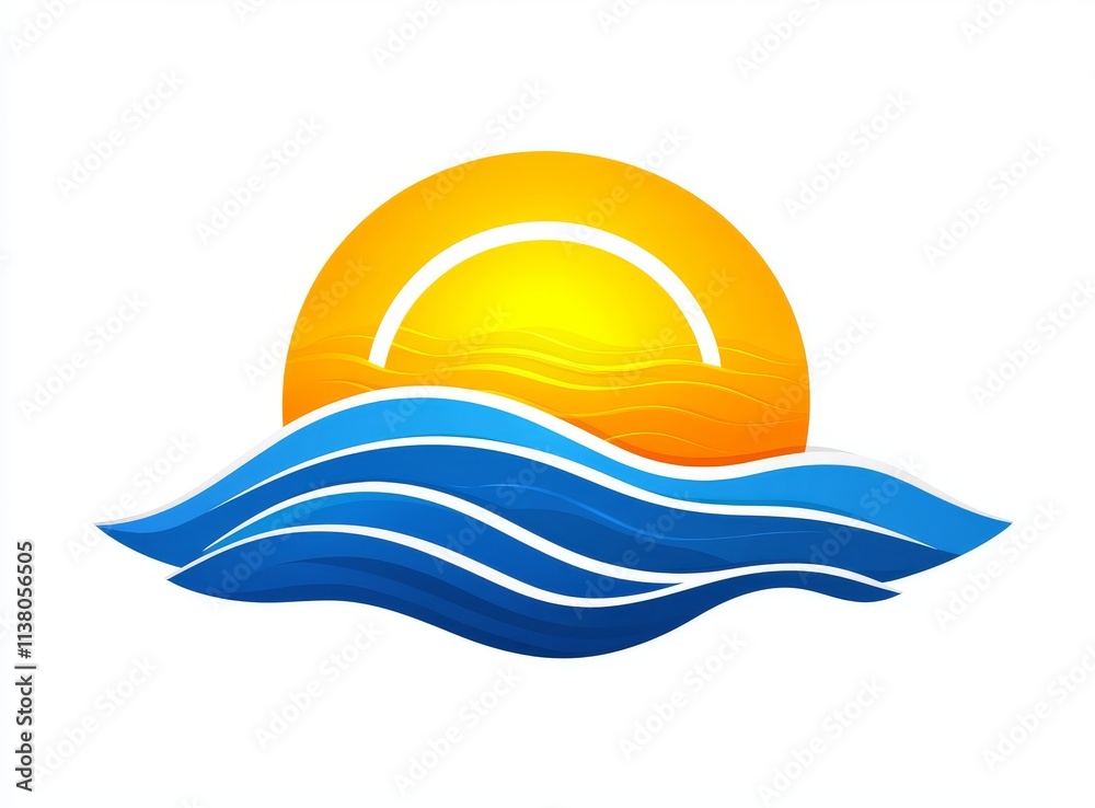 A boho-style 70s graphic design showcasing a sunset landscape, blue ocean waves in abstract vintage art, an orange sun color gradient, and simple natural elements, ideal for cards, posters, and A boho-style 70s graphic design showcasing a sunset landscape, blue ocean waves in abstract vintage art, an orange sun color gradient, and simple natural elements, ideal for cards, posters, and