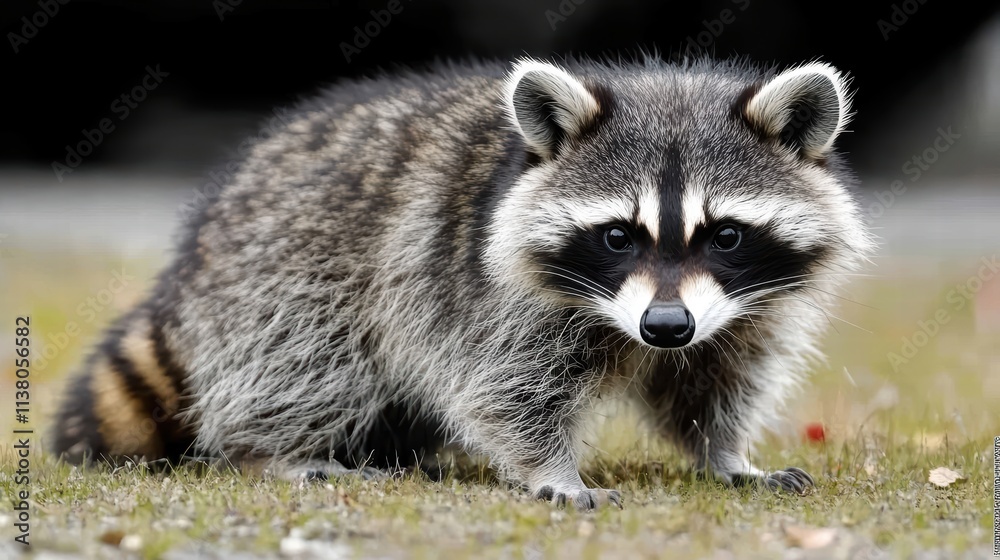 Curious raccoon staring with intense gaze in nature Curious raccoon staring with intense gaze in nature