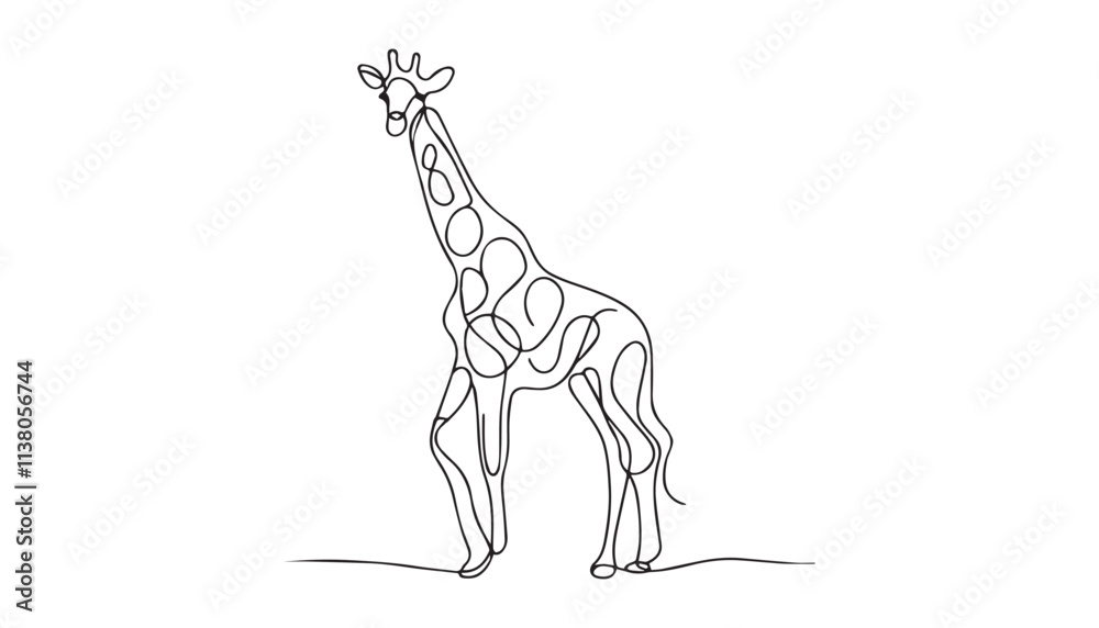 Continuous one single minimal line drawing giraffe Continuous one single minimal line drawing giraffe
