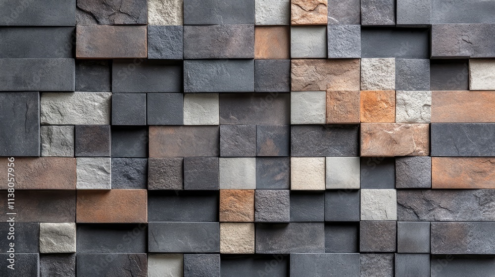 Textured Wall Background with Grey and Earth Tones in Varied Block Patterns for Creative Design Use Textured Wall Background with Grey and Earth Tones in Varied Block Patterns for Creative Design Use