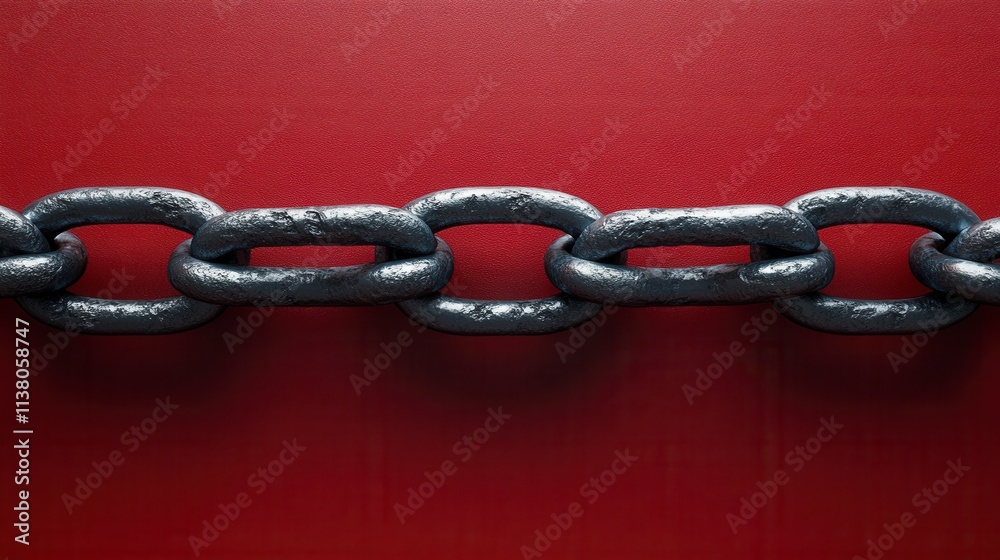 Fototapeta premium Industrial Metal Chain: A Powerful Visual Representation of Strength and Durability