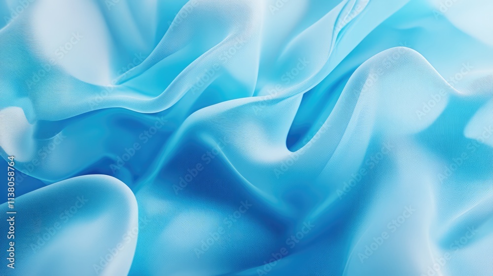 Fototapeta premium Elegant blue silk fabric texture for luxurious design projects featuring soft, flowing folds and a rich, dense appearance.