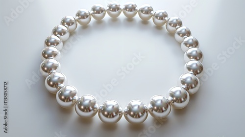 pearl necklace isolated on white, top view. Generative Ai.