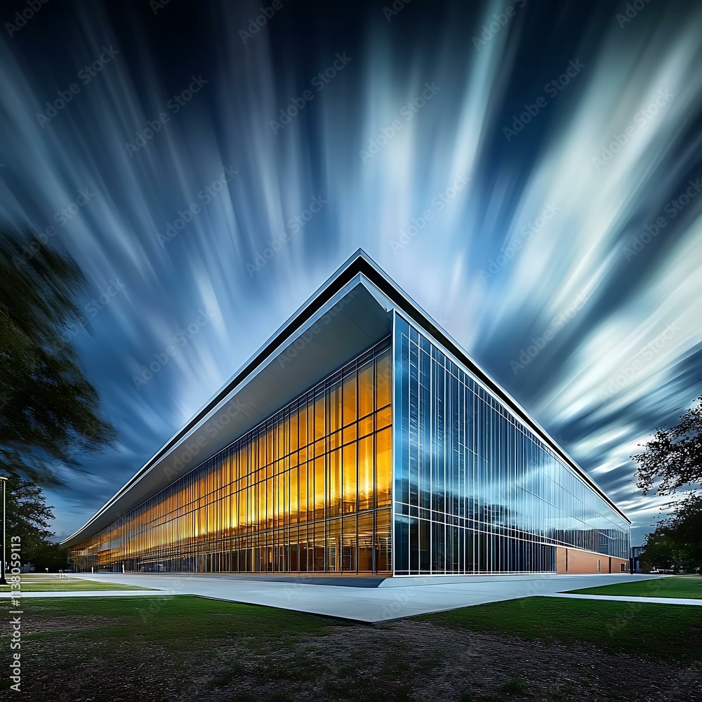 Obraz premium Modern Architectural Structure Under Dramatic Sky