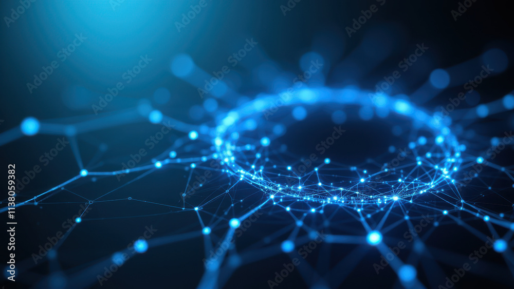 Blue Kubernetes cluster network on dark background Blue Kubernetes cluster network on dark background