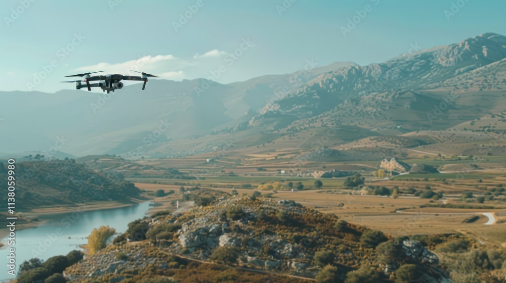 Drone Flying Over a Scenic Mountain Valley Drone Flying Over a Scenic Mountain Valley