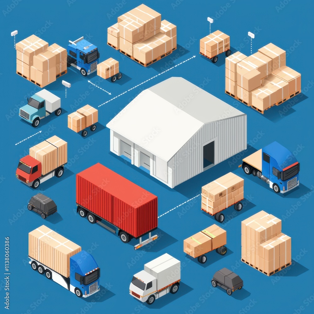 Isometric Design of Flat 3D Supply Chain Management System Concept Isometric Design of Flat 3D Supply Chain Management System Concept