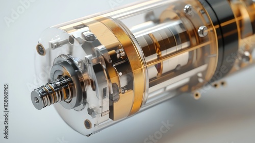 Transparent 24V Solenoid Actuator Detailed View with Internal Mechanism on Light Background
