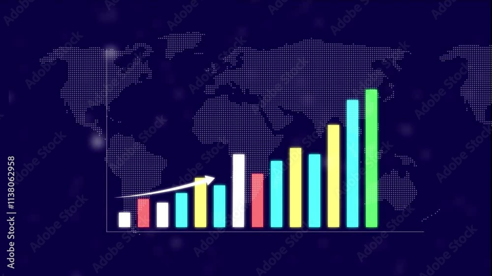 Business growth concept in graph chart showing marketing sales profit increasing to future target . growing business concept animation with arrow icon. Business growth concept in graph chart showing marketing sales profit increasing to future target . growing business concept animation with arrow icon.