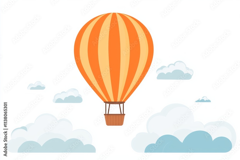 Fototapeta premium A vibrant orange hot air balloon soaring through a white sky.