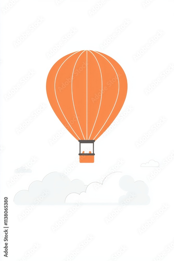 Fototapeta premium A vibrant orange hot air balloon soaring through a white sky.