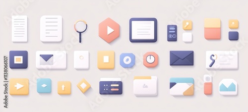 Collection of Flat UI Icons:  A Diverse Set of Modern Design Elements for Digital Interfaces