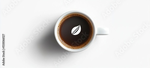 Aromatic Coffee Cup: Morning Brew with a Leaf Design