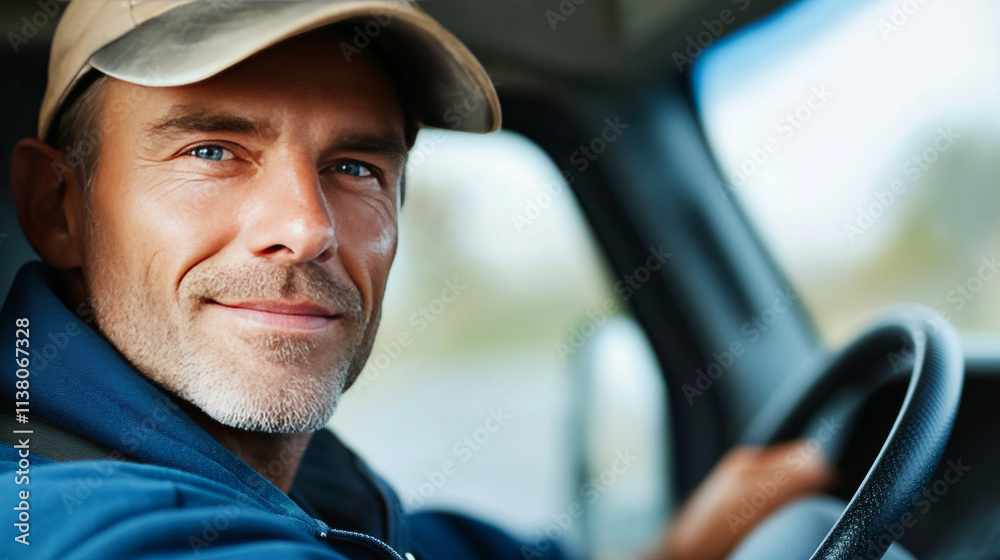 a real photograph of a company car driver for a small business, working man. a real photograph of a company car driver for a small business, working man.