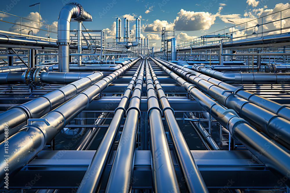 A vast gas or oil pipeline spans a remote area, showcasing the energy industry infrastructure and its role in global fuel supply. A vast gas or oil pipeline spans a remote area, showcasing the energy industry infrastructure and its role in global fuel supply.