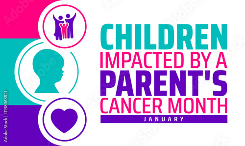 Children Impacted by a Parent's Cancer Month background, banner or poster design template. observed every year in January. Holiday concept. Use to any Template, card, poster, placard, template.