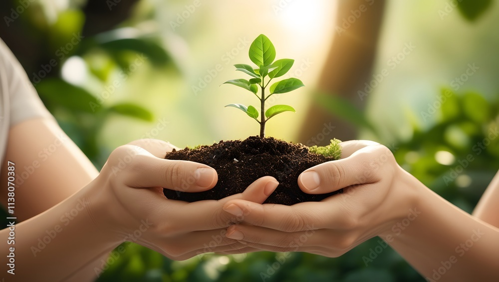 hand holding young plant on blur green nature background. concept eco earth day. hand holding young plant on blur green nature background. hand holding young plant on blur green nature background. concept eco earth day. hand holding young plant on blur green nature background.
